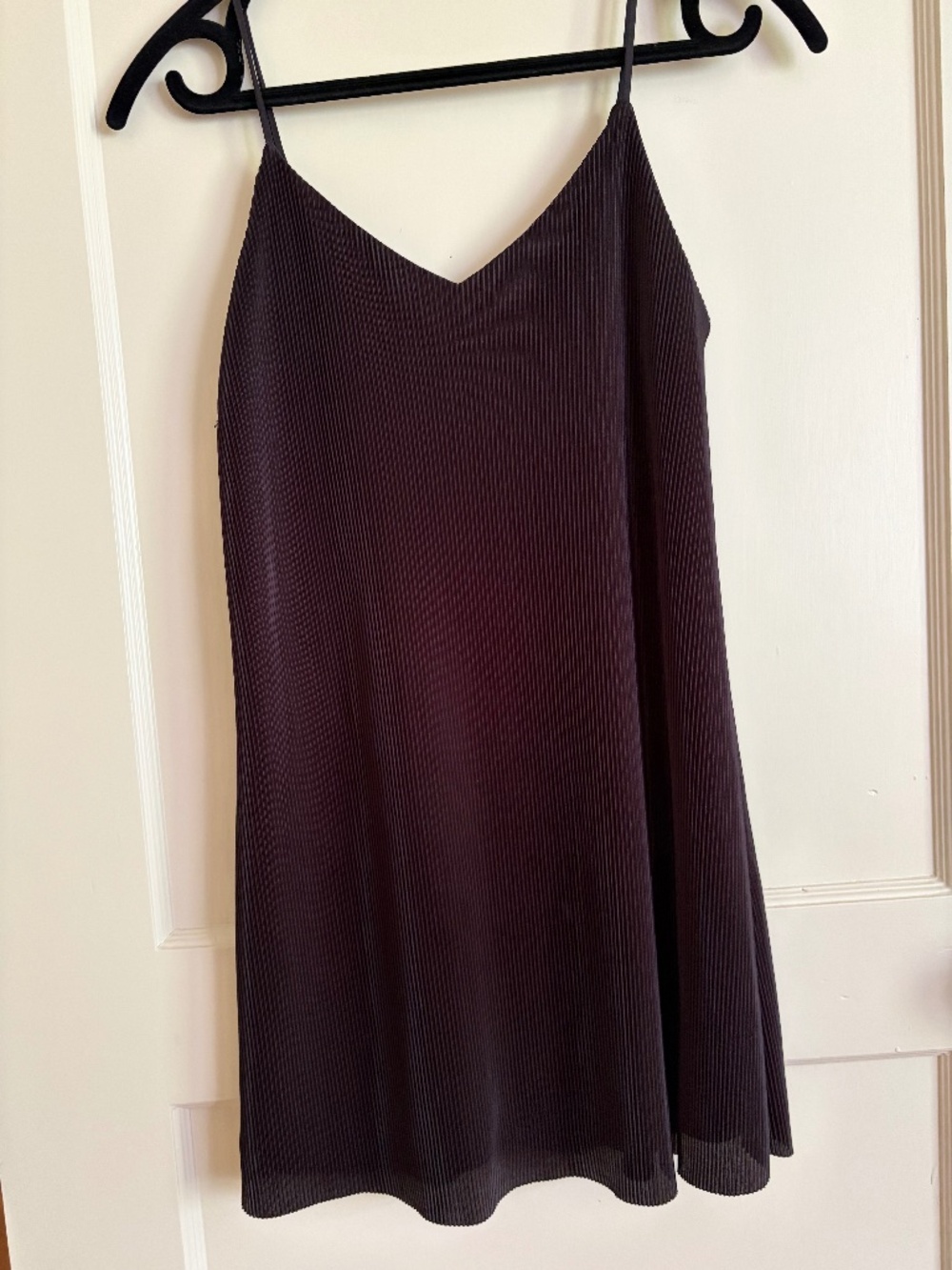 Vintage Black Pleated Mini Slip Dress XS-M